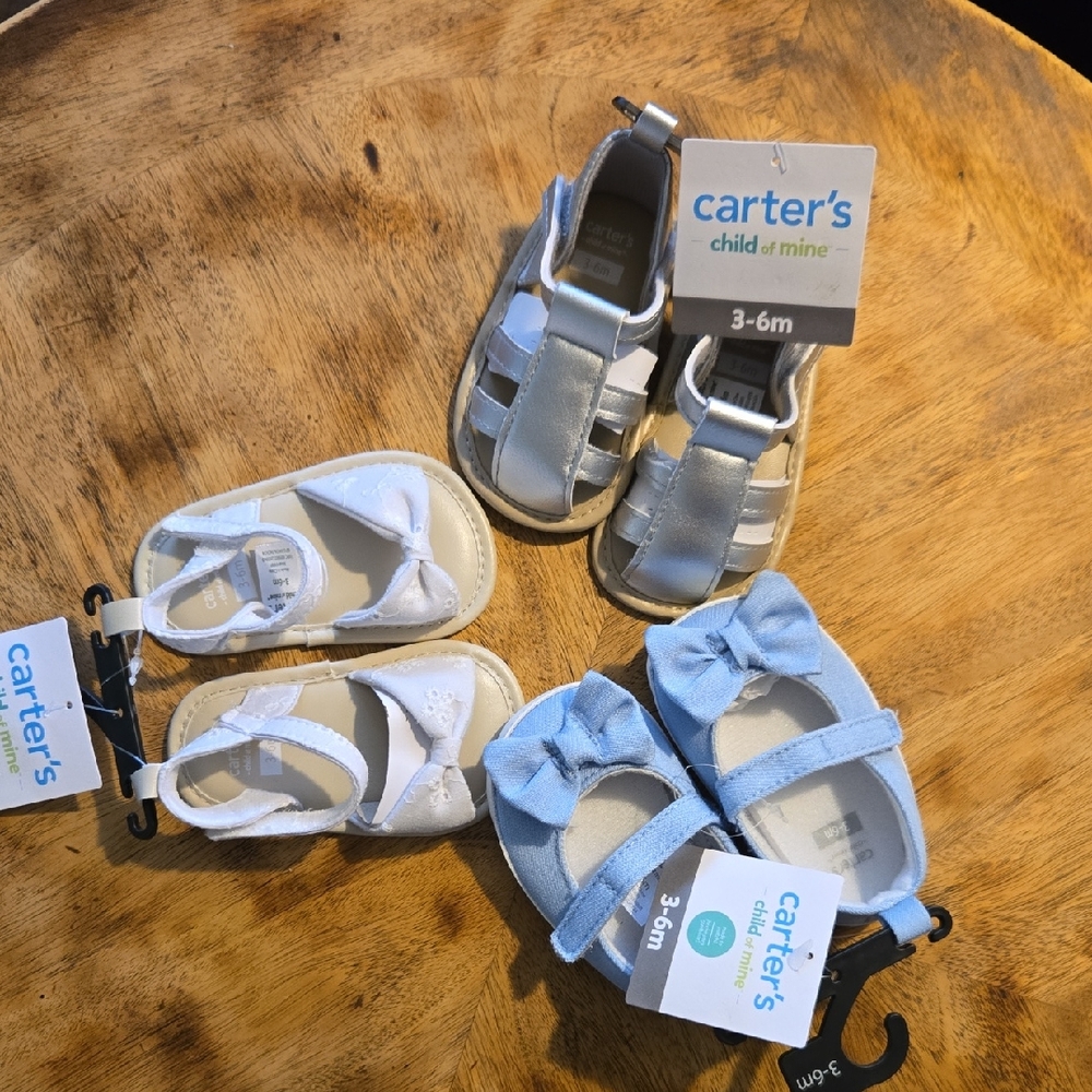 Carter's Baby Girl Shoes In Size 3-6 Months - Set Of 3 Pair